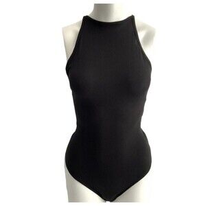 Doublezero One-piece Bodysuit Women Size L Black Sleeveless Lightweight Tie Back
